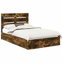 vidaXL Tárolós Ágy fejtámlával Füstölt tölgy 135 x 190 cm Faanyag