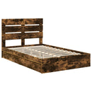 vidaXL Tárolós Ágy fejtámlával Füstölt tölgy 135 x 190 cm Faanyag