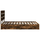 vidaXL Tárolós Ágy fejtámlával Füstölt tölgy 135 x 190 cm Faanyag