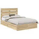 vidaXL Tárolós Ágy fejtámlával Sonoma tölgy 120 x 200 cm Faanyag