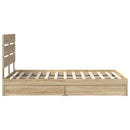 vidaXL Tárolós Ágy fejtámlával Sonoma tölgy 120 x 200 cm Faanyag