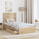 vidaXL Tárolós Ágy fiókkal Sonoma tölgy 100 x 200 cm Szerelt Fa