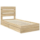 vidaXL Tárolós Ágy fejtámlával Sonoma tölgy 100 x 200 cm Faanyag