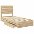 vidaXL Tárolós Ágy fejtámlával Sonoma tölgy 100 x 200 cm Faanyag