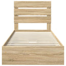 vidaXL Tárolós Ágy fejtámlával Sonoma tölgy 100 x 200 cm Faanyag