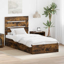 vidaXL Tárolós Ágy fejtámlával Füstölt tölgy 100 x 200 cm Faanyag