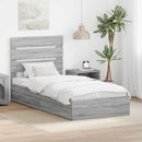 vidaXL Tárolós Ágy fiókkal Szürke Sonoma 100 x 200 cm Szerelt Fa