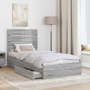 vidaXL Tárolós Ágy fiókkal Szürke Sonoma 100 x 200 cm Szerelt Fa