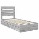 vidaXL Tárolós Ágy fejtámlával Szürke Sonoma 90 x 200 cm Faanyag
