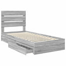 vidaXL Tárolós Ágy fejtámlával Szürke Sonoma 90 x 200 cm Faanyag