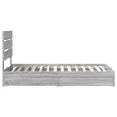 vidaXL Tárolós Ágy fejtámlával Szürke Sonoma 90 x 200 cm Faanyag