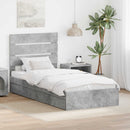 vidaXL Tárolós Ágy fejtámlával Beton Szürke 90 x 190 cm Faanyag