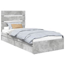 vidaXL Tárolós Ágy fejtámlával Beton Szürke 90 x 190 cm Faanyag