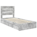 vidaXL Tárolós Ágy fejtámlával Beton Szürke 90 x 190 cm Faanyag