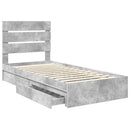 vidaXL Tárolós Ágy fejtámlával Beton Szürke 90 x 190 cm Faanyag