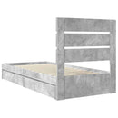 vidaXL Tárolós Ágy fejtámlával Beton Szürke 90 x 190 cm Faanyag
