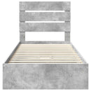 vidaXL Tárolós Ágy fejtámlával Beton Szürke 90 x 190 cm Faanyag
