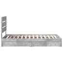 vidaXL Tárolós Ágy fejtámlával Beton Szürke 90 x 190 cm Faanyag