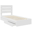 vidaXL Tárolós Ágy fejtámlával fiókkal Fehér 70 x 190 cm Faanyag