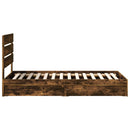 vidaXL Tárolós Ágy fejtámlával Füstölt tölgy 70 x 190 cm Faanyag