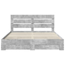 vidaXL Ágykeret fiókkal fejtámlával Beton Szürke 200 x 200 cm Faanyag