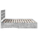 vidaXL Ágykeret fiókkal fejtámlával Beton Szürke 200 x 200 cm Faanyag