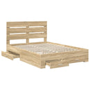 vidaXL Ágykeret fiókkal fejtámlával Sonoma tölgy 140 x 190 cm Faanyag