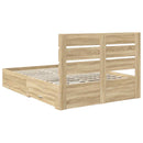 vidaXL Ágykeret fiókkal fejtámlával Sonoma tölgy 140 x 190 cm Faanyag