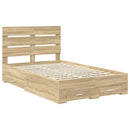 vidaXL Ágykeret fiókkal fejtámlával Sonoma tölgy 135 x 190 cm Faanyag