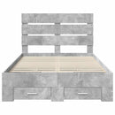vidaXL Ágykeret fiókkal fejtámlával Beton Szürke 135 x 190 cm Faanyag