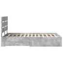 vidaXL Ágykeret fiókkal fejtámlával Beton Szürke 135 x 190 cm Faanyag