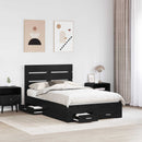 vidaXL Ágykeret fiókkal fejtámlával Fekete tölgy 120 x 190 cm Faanyag