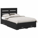 vidaXL Ágykeret fiókkal fejtámlával Fekete tölgy 120 x 190 cm Faanyag