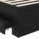vidaXL Ágykeret fiókkal fejtámlával Fekete tölgy 100 x 200 cm Faanyag
