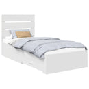 vidaXL Ágykeret fiókkal fejtámlával Fehér 90 x 190 cm Faanyag