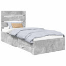 vidaXL Ágykeret fiókkal fejtámlával Beton Szürke 90 x 190 cm Faanyag
