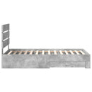 vidaXL Ágykeret fiókkal fejtámlával Beton Szürke 90 x 190 cm Faanyag