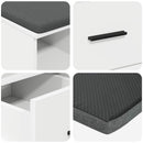 vidaXL Előtér pad párnával Fehér 60 x 38 x 46 cm Műanyag Fa és Szövet