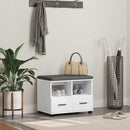 vidaXL Előtér pad párnával Fehér 60 x 38 x 46 cm Műanyag Fa és Szövet