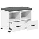 vidaXL Előtér pad párnával Fehér 60 x 38 x 46 cm Műanyag Fa és Szövet