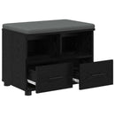 vidaXL Előtér pad Fekete Tölgy 60 x 38 x 46 cm Műanyag Fa és Szövet