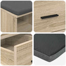 vidaXL Előtér pad Sonoma tölgy 60 x 38 x 46 cm Műanyag Fa és Szövet