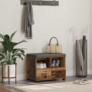 vidaXL Előtér pad fiókkal Öreg fa 60 x 38 x 46 cm Műanyag Fa és Szövet