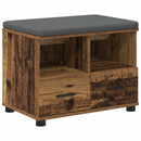 vidaXL Előtér pad fiókkal Öreg fa 60 x 38 x 46 cm Műanyag Fa és Szövet