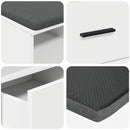 vidaXL Előtér pad párnával Fehér 80 x 38 x 46 cm Műanyag Fa és Szövet