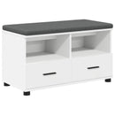 vidaXL Előtér pad párnával Fehér 80 x 38 x 46 cm Műanyag Fa és Szövet