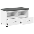 vidaXL Előtér pad párnával Fehér 80 x 38 x 46 cm Műanyag Fa és Szövet