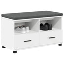 vidaXL Előtér pad párnával Fehér 80 x 38 x 46 cm Műanyag Fa és Szövet