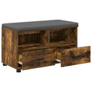 vidaXL Előtér pad Füstölt Tölgy 80 x 38 x 46 cm Műanyag Fa és Szövet