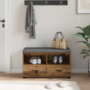 vidaXL Előtér pad fiókkal Öreg fa 80 x 38 x 46 cm Műanyag Fa és Szövet